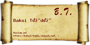 Baksi Tádé névjegykártya